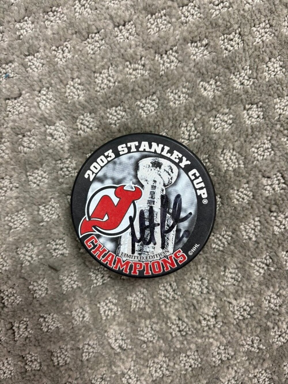 Martin Brodeur Signed New Jersey Devils 2003 Stanley Cup Champions Inglasco Puck
